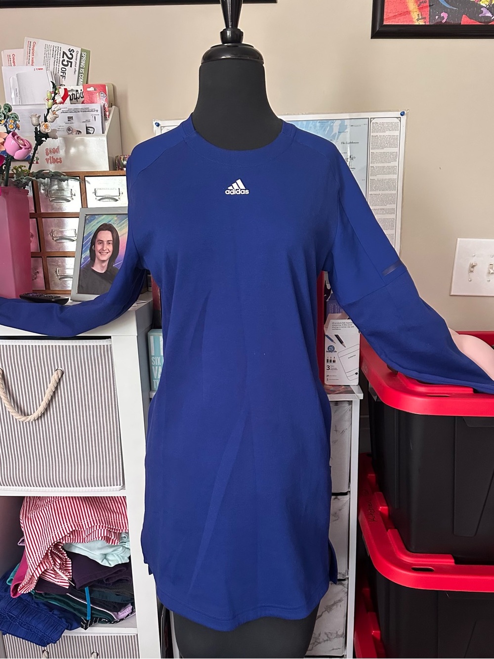 adidas Royal Blue Long Sleeve Athletic Tunic Dress
